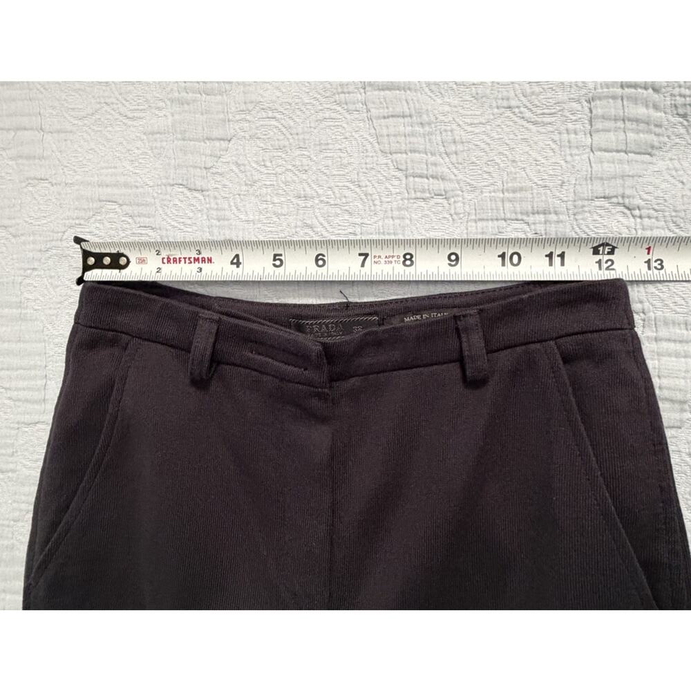 Vintage Prada 90s Y2K Black Trouser Pants Italy Cotton Knit Crop Sz 38 XS Small - Picture 4 of 9